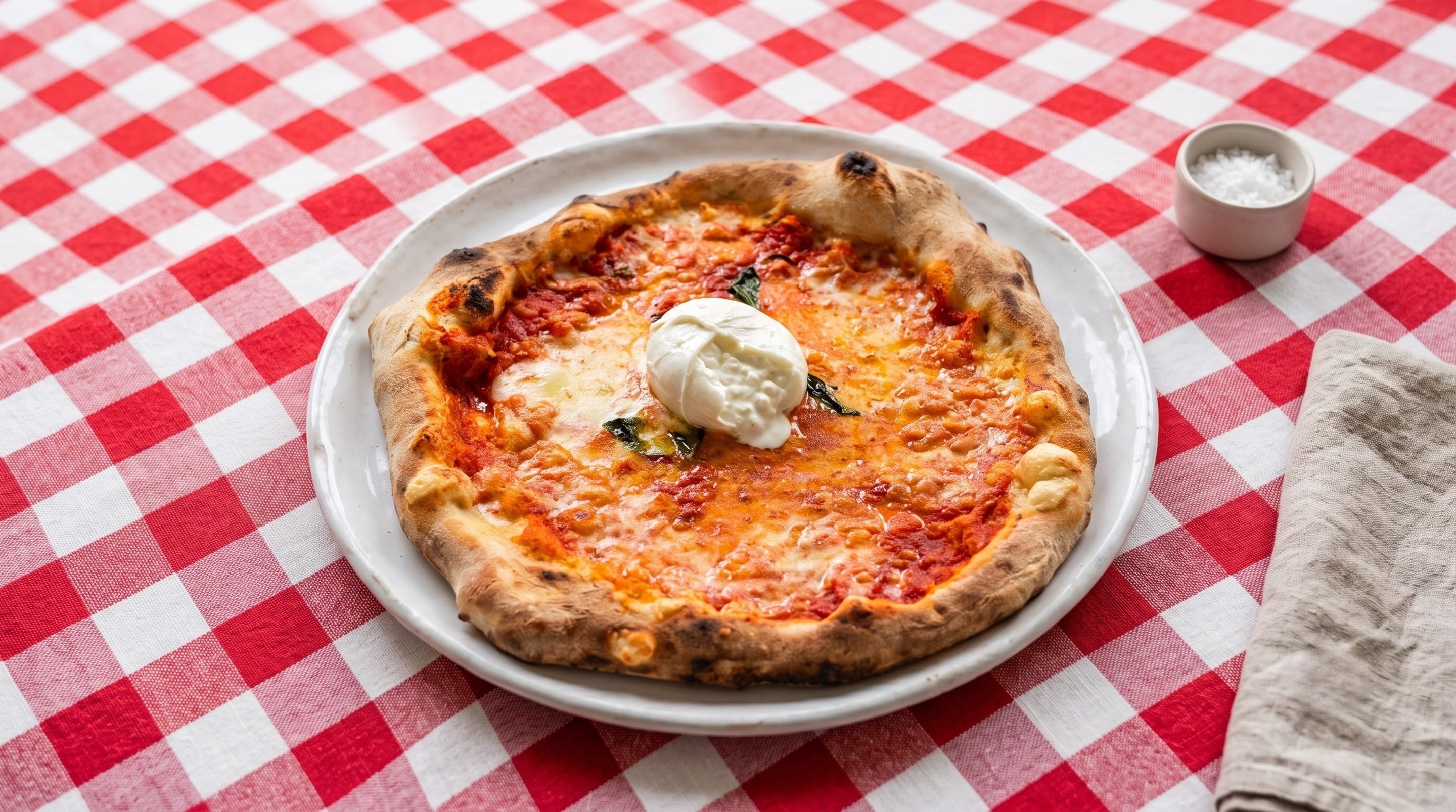 Pizza Bufalina mit Büffelmozzarella, Basilikum und Tomaten